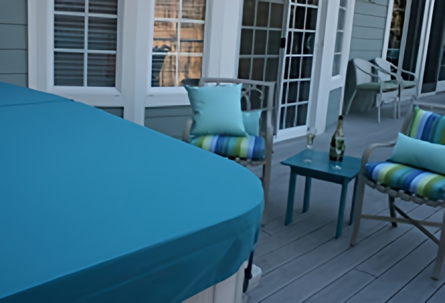 Sunbrella spa cover blue matching chairs